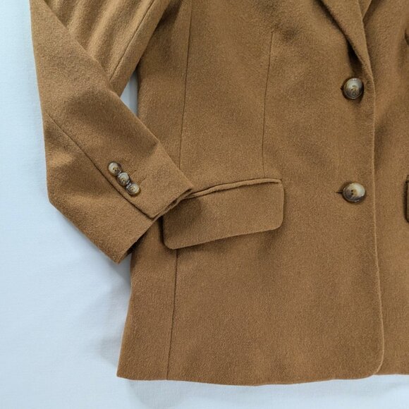 Talbots Tan Brushed Italian Wool Long Button Front Blazer Corpcore - Picture 3 of 9
